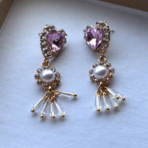 super pretty heart gem earrings